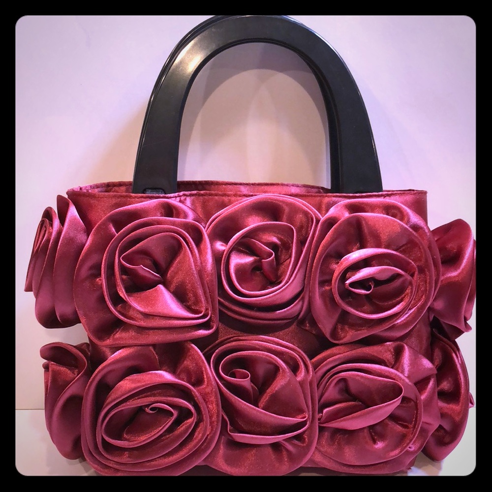 Satin rose evening purse